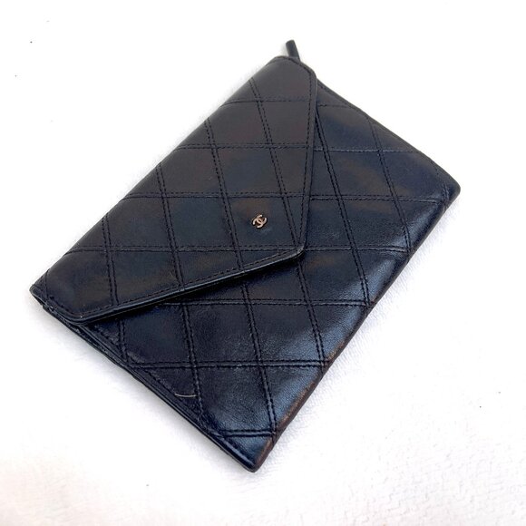 Chanel Small Diamond double Stitch Black Wallet - Picture 3 of 14